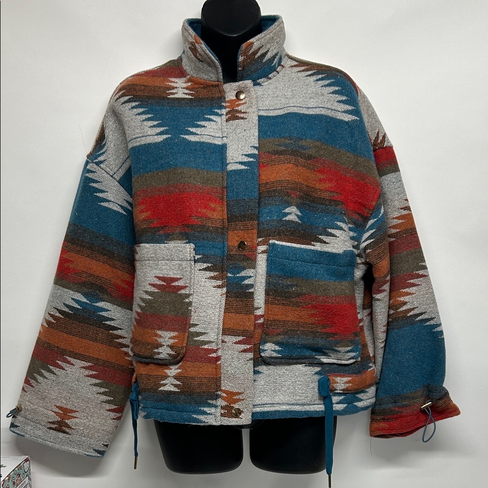 Southwestern Patterned Jacket aztec main strip si… - image 1